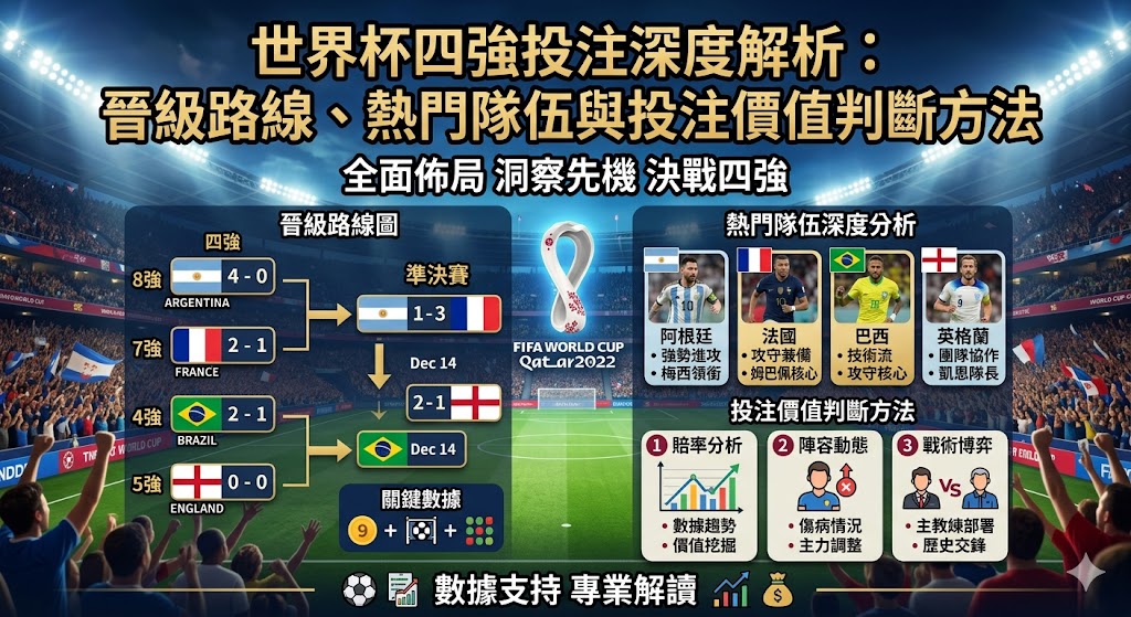 世界杯四強投注深度解析：晉級路線、熱門隊伍與投注價值判斷方法