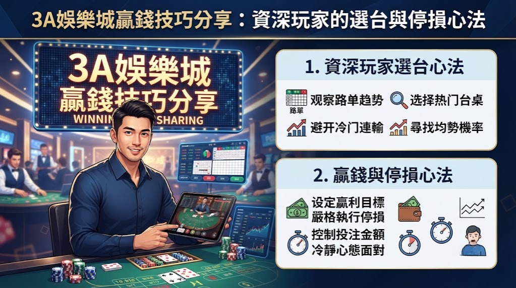 3A娛樂城贏錢技巧分享:資深玩家的選台與停損心法